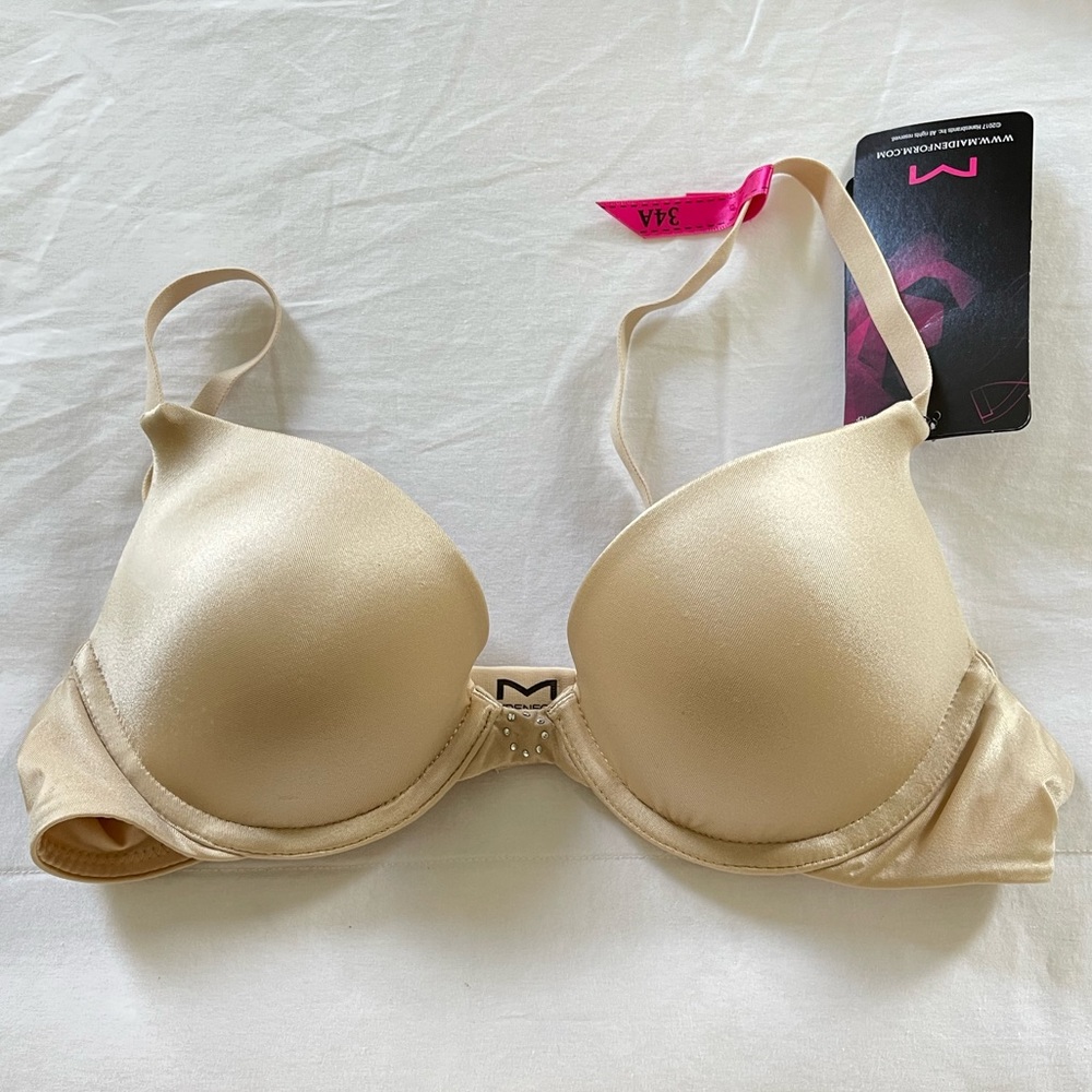 Maidenform Cream Colored Satiny Push Up Bra 34A